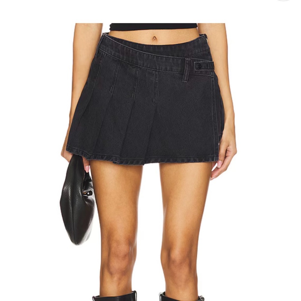 FREE PEOPLE We The Free Stephie Denim Skort in In The City - size 26 faded black